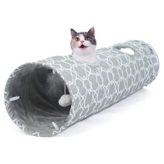 LUCKITTY Geometric Straight Cat Tunnel plush inside offers a cozy play space.