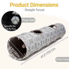 LUCKITTY geometric straight cat tunnel with balls demonstrates interactive play.