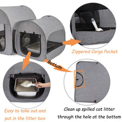 LUCKITTY portable cat playpen front-opening litter box simplifies cleaning.