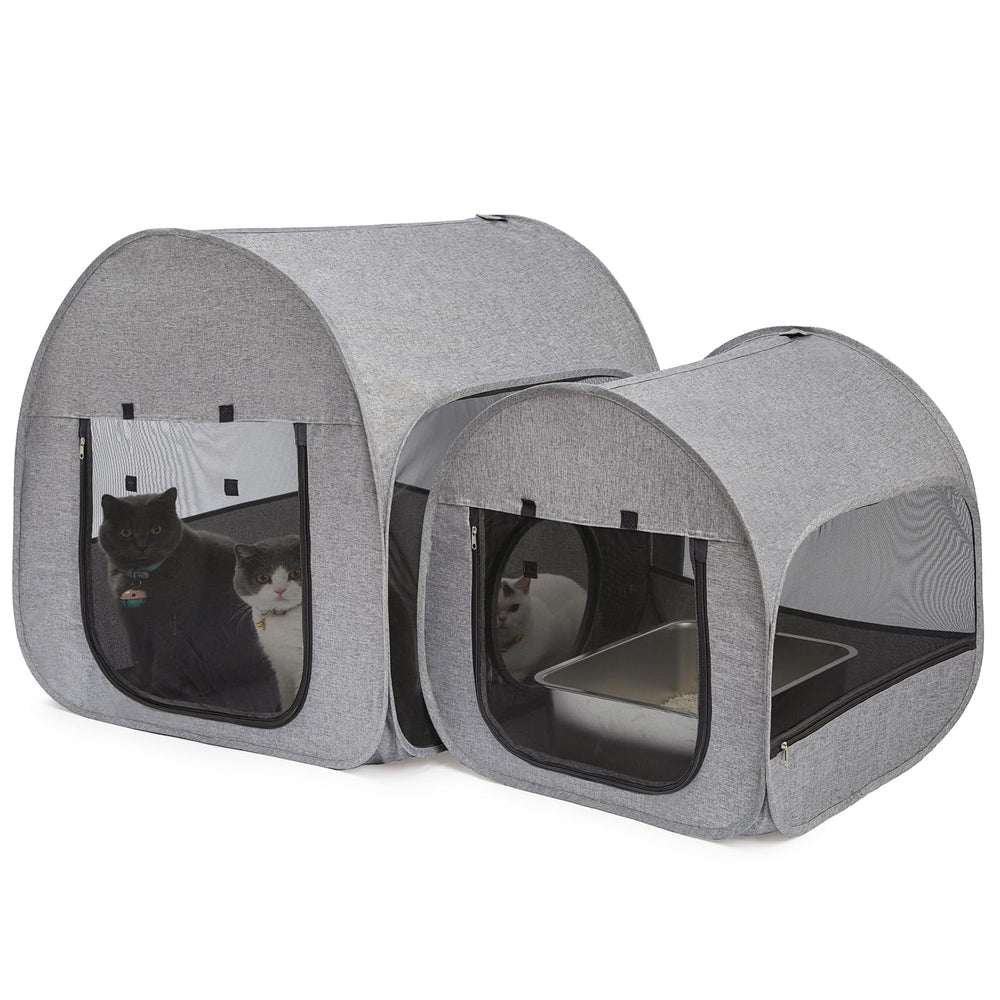 LUCKITTY portable cat playpen main house creates roomy retreat for multiple cats.