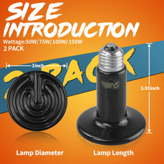 LUCKY HERP 150W ceramic heat emitter front view highlighting no-light design.
