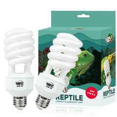 LUCKY HERP 2-pack UVB reptile light bulbs for terrariums.