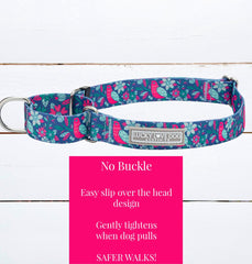 Lucky Love Dog martingale collar no-slip hardware shown for reliable training control