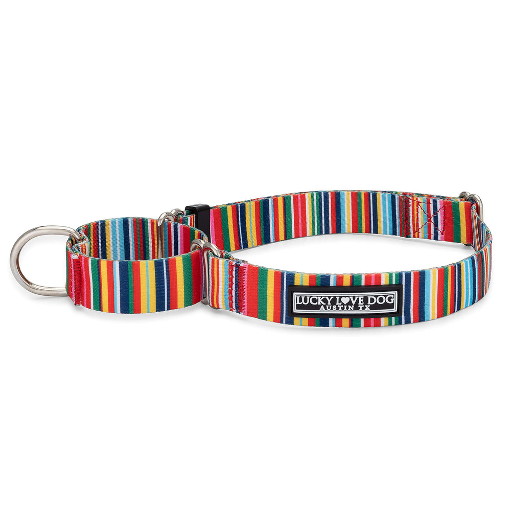Lucky Love Dog martingale collar soft webbing closeup highlights durability for daily wear