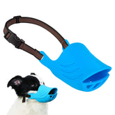 LUCKYPAW dog muzzle blue side view, secure fit for small and medium dogs.