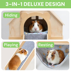 LUCKYBOPAN guinea pig hideout hammock provides relaxing lounging spot
