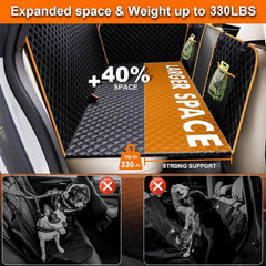 Lufebut dog car seat cover with storage pocket keeps toys and treats within easy reach.