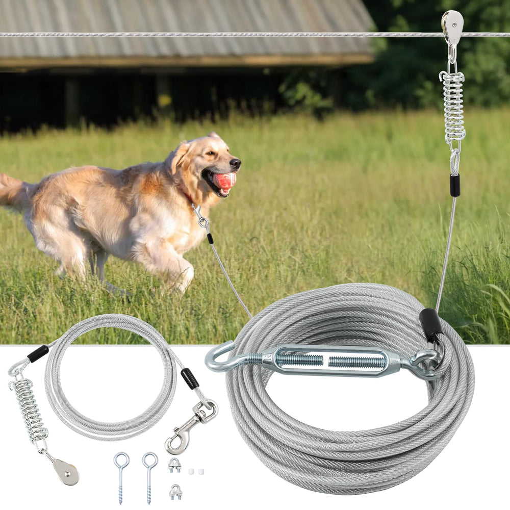 LUFFWELL dog runner main cable 100ft offering expansive safe exploration