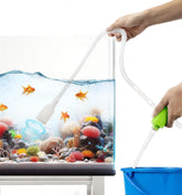 Luigi's Fish Tank Cleaner pours water for quick change in minutes