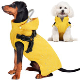 Lukovee dog raincoat waterproof exterior keeps pets dry in heavy rain.