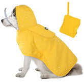 Lukovee dog raincoat waterproof fabric beads rain for dry adventures.