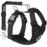 Lukovee dog seatbelt carabiner-clip for secure car attachment and tangle-free use