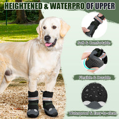 Lukovee dog shoes fleece-interior provides warmth on cold park strolls.