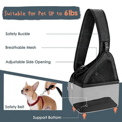 Lukovee dog sling buckle closure and safety hook for easy secure pet transport