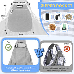Lukovee Pet Sling safety hook keeps small pets secure during errands