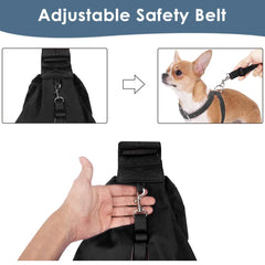 Lukovee Pet Sling safety hook keeps your pet secure during outings