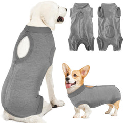 Lukovee Recovery Suit for Dogs shows a secure-fit design for post-surgery comfort.