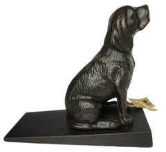 Lulu Decor cast-iron dog door stopper close-up showcases rugged texture and craftsmanship.
