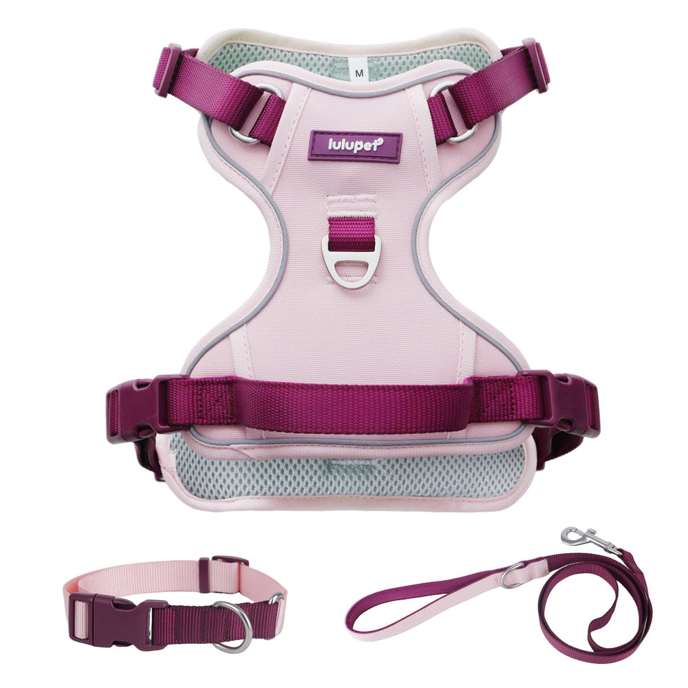 LULUPET no-pull harness pink small, front view for comfortable, controlled walks