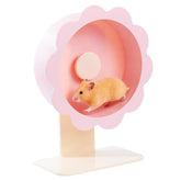 LummiPlay Hamster Wheel pink large front view with silent operation for quiet play.