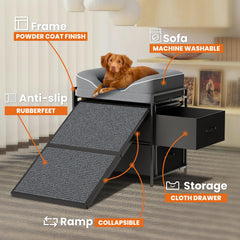 Lunacme dog window perch anti-slip ramp for easy safe access