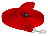 LupinePet Basics 3/4in red 30ft training lead extended view for distance training.