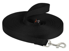 LupinePet Basics 30ft training lead in black for distance training and exploration.