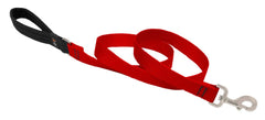 LupinePet dog leash in red with padded handle for comfortable daily walks.