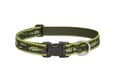 LupinePet Originals Brook Trout collar closeup highlighting durable welded steel D-ring for secure adventures