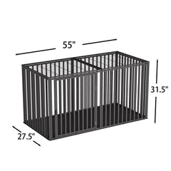 LURIVA steel tube dog crate showing waterproof base protects floors and dries quickly.