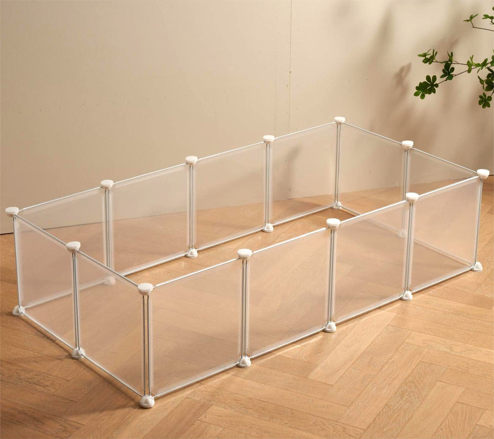 LURIVA transparent playpen assembly view shows easy setup and portability.