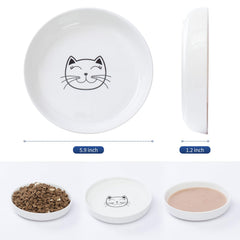 Lusifaco three-piece cat dish set covers water, dry and wet foods.