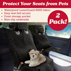 Lusso Gear dog seat cover front pack strap demonstrates secure installation