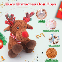 Luudoogs Christmas dog toy with squeaker and crinkle inside for interactive play.