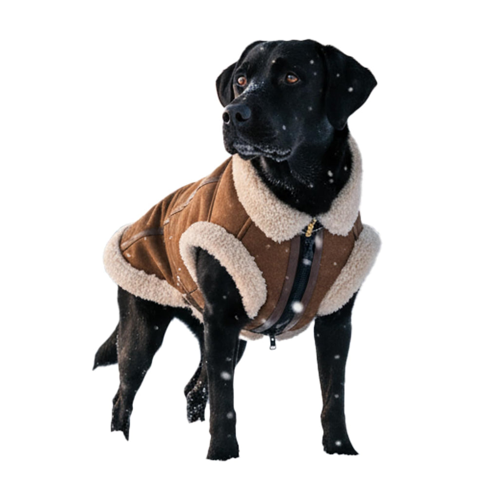 LUVMOJO retro aviator jacket coffee XXL with cozy faux leather exterior for cold walks.