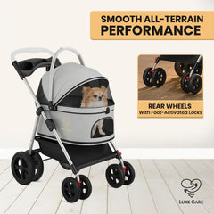 LUXE CARES under-basket storage view showcasing roomy space for toys and treats.