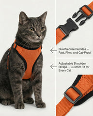 Luxelle over-head design enables quick, stress-free harnessing for cats.