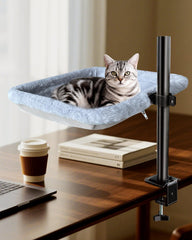 L&W BROS Cat Desk Bed metal frame provides a sturdy desk perch.