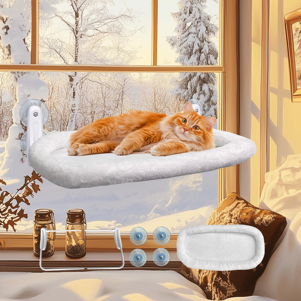 L&W BROS cat window perch view offers outdoor panorama for focused cat entertainment.
