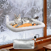 L&W BROS heated window perch side view shows a warm winter retreat for your cat