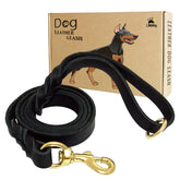 LWBMG leather dog leash 4ft-3/4in close-up showing durable construction for daily walks.