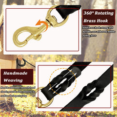 LWBMG Leather Dog Leash 6ft Braided Detail enhances flexibility and reduces sudden pulls.