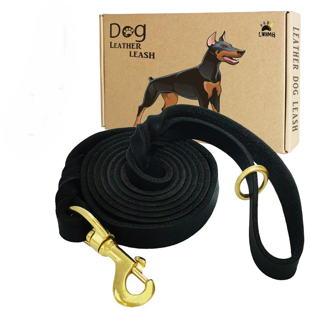 LWBMG leather dog leash strap closeup highlighting soft Italian leather for comfortable daily walks.