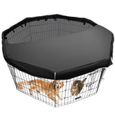 LWFCOEE dog pen cover side view shows durable oxford fabric for outdoor use.