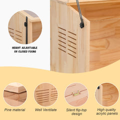 LWYMX wooden hamster cage crystal-clear view enables watching pets from multiple angles.