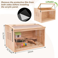 LWYMX wooden hamster cage side ventilation emphasizing airflow for comfort