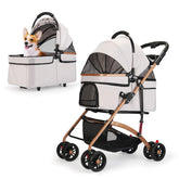LXEVRA 3-in-1 foldable pet stroller grey sideview for easy jogging and travel