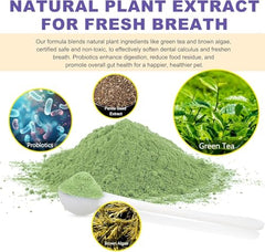Lxitian dog teeth cleaning powder offers fresh breath and clean gums without brushing