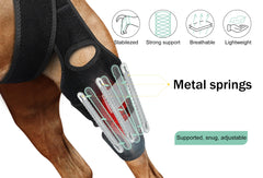 Lyderpet neoprene strap adjustment for comfortable, breathable knee support.
