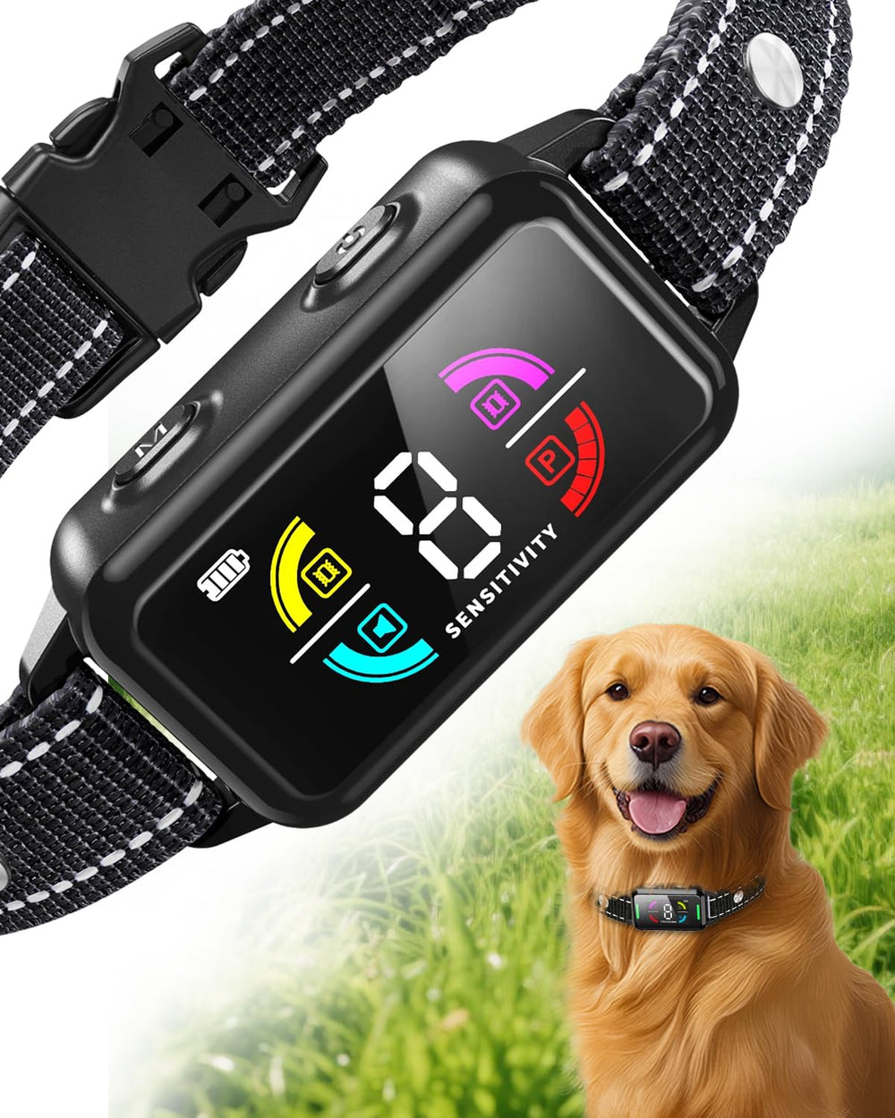 Lykani bark collar with adjustable nylon band fits all dog sizes for seamless training.